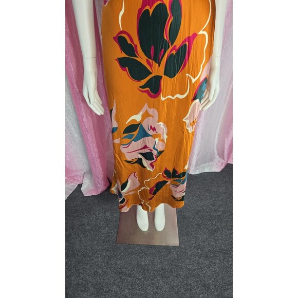 Reformation Marguerite 100% Silk Midi Electra Orange Floral Dress Size Small - Picture 4 of 12